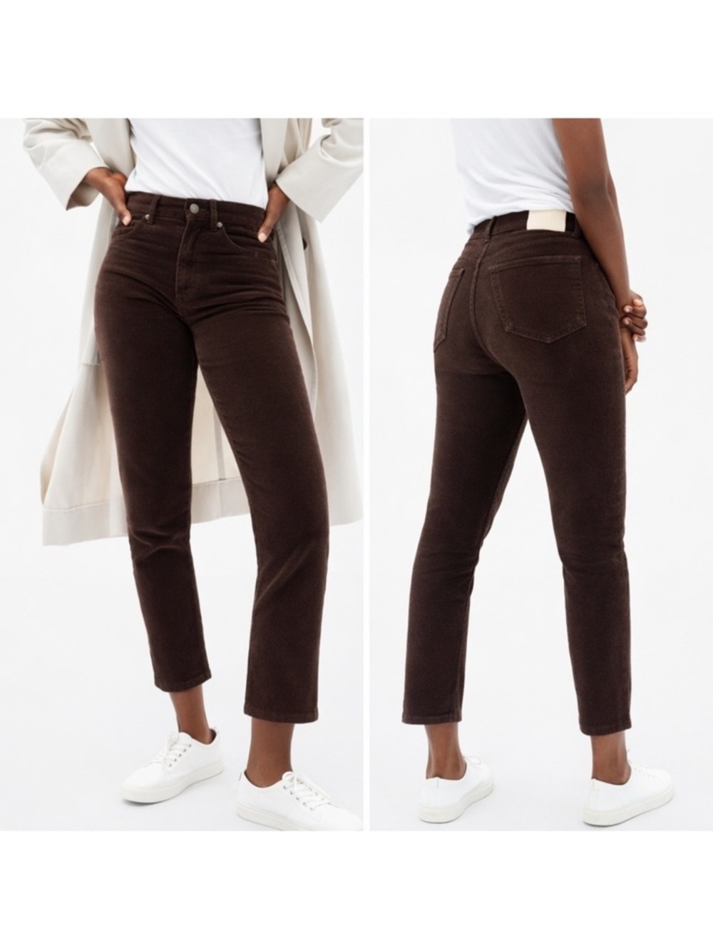 Everlane Baby Cord Cheeky Pant High Rise Straight Leg Crop Brown